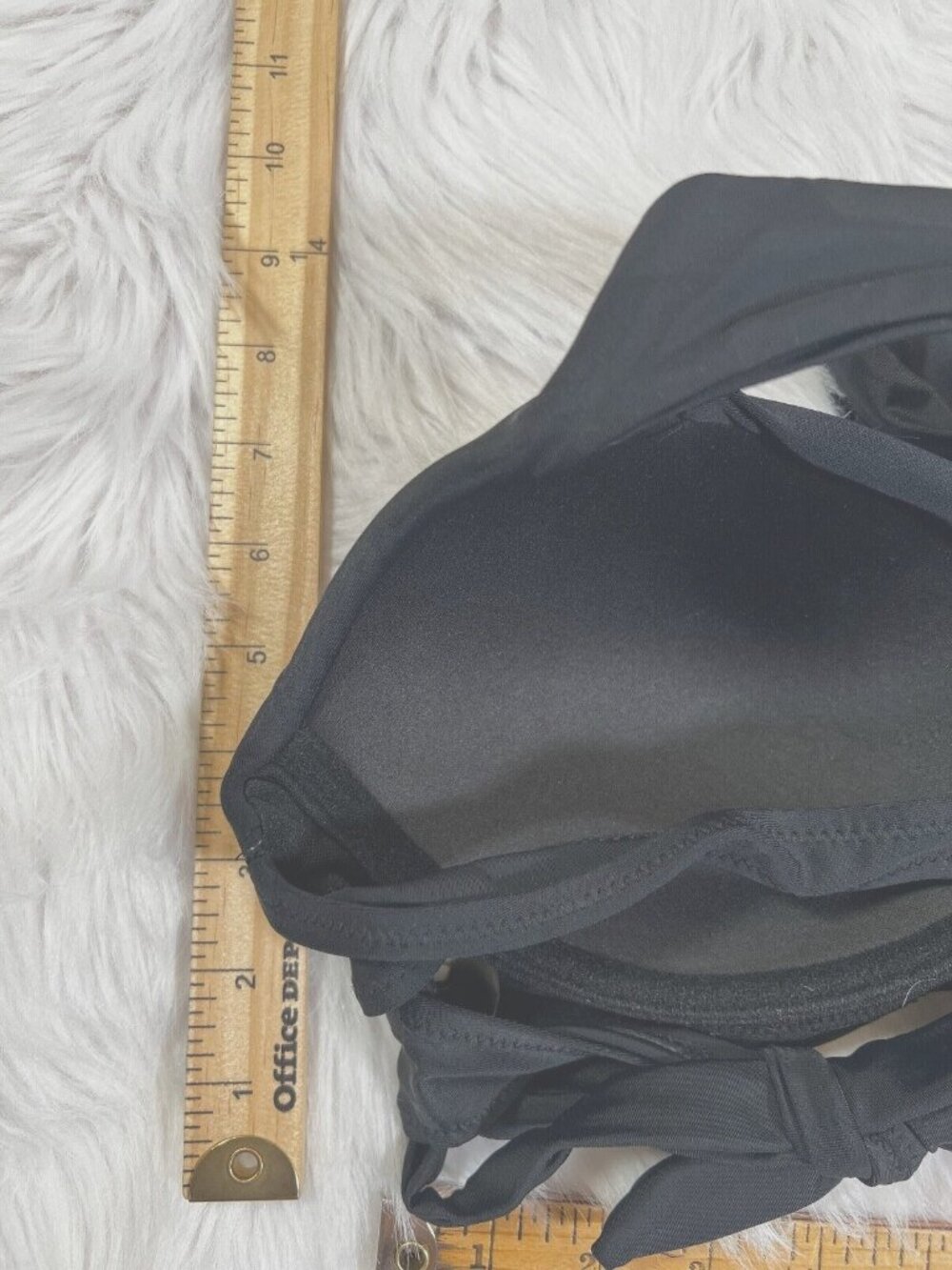 Womens Bikini Top Black Large/D Halter Strappy Underwire Padded Cut Out Solid - Picture 5 of 6